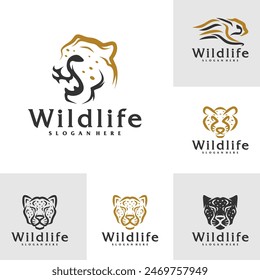 Set of Cheetah logo vector template, Creative Cheetah head logo design concepts