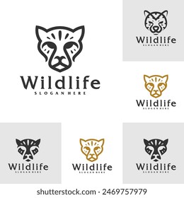 Set of Cheetah logo vector template, Creative Cheetah head logo design concepts