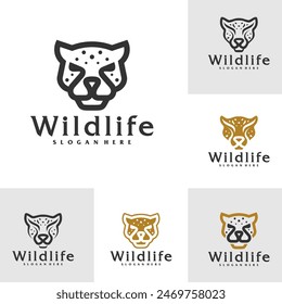 Set of Cheetah logo vector template, Creative Cheetah head logo design concepts