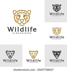 Set of Cheetah logo vector template, Creative Cheetah head logo design concepts