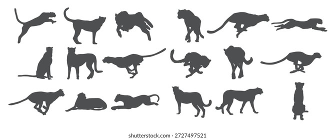 Conjunto de siluetas de guepardo Vector