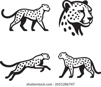 conjunto de ícones de vetor de logotipo de chita, tigre e leopardo — elegante, arrojado e perfeito para branding dinâmico.