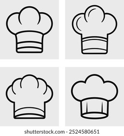 Set Of Chef Cap Vector Silhouette Illustration