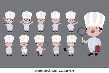 Set of Chef characters in different poses