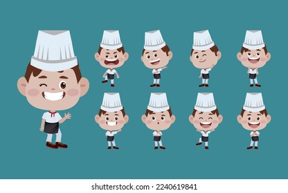 Set of Chef characters in different poses