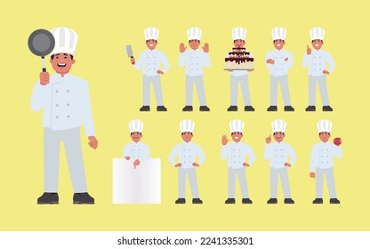 Set of Chef characters in different poses