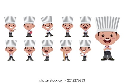 Set of Chef characters in different poses