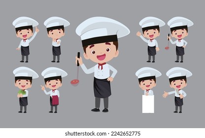 Set of Chef characters in different poses