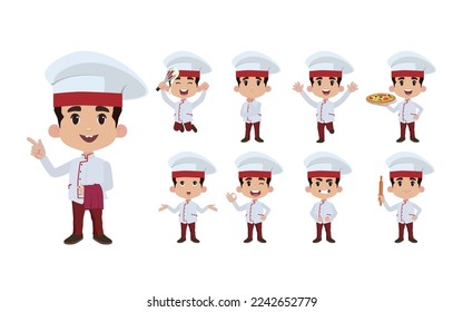 Set of Chef characters in different poses