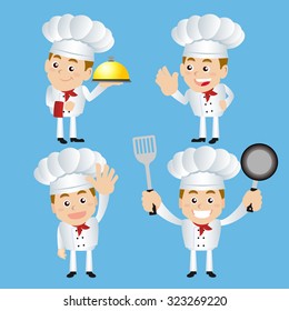 Set of Chef characters in different poses