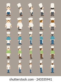 Set of chef, costume characters , eps10 vector format