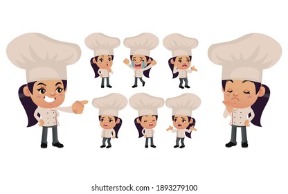 Set of chef with different emotions