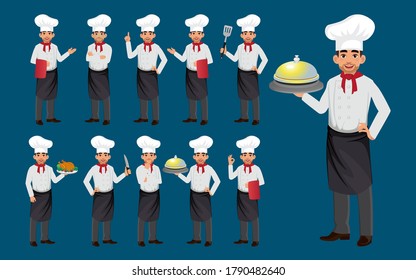 Set of chef with different poses