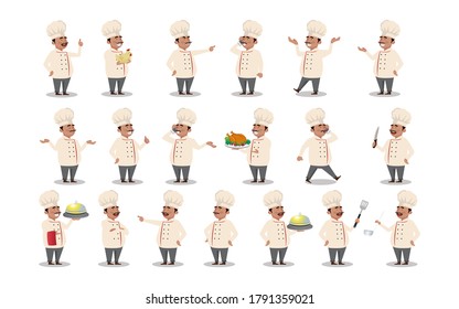 Set of chef with different poses