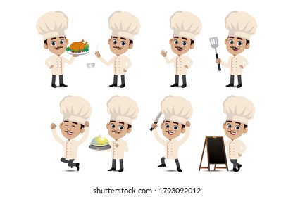 Set of chef with different poses
