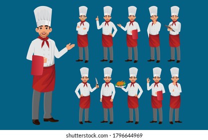 Set Chef Different Poses Stock Vector (Royalty Free) 1796644969 ...