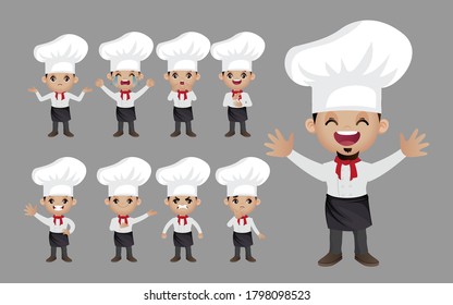 Set of chef with different poses