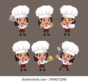 Set of chef with different poses