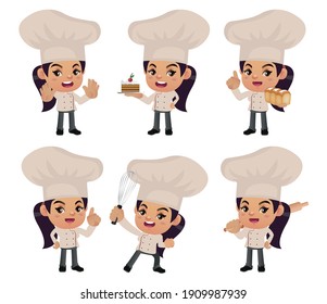 Set of chef with different poses