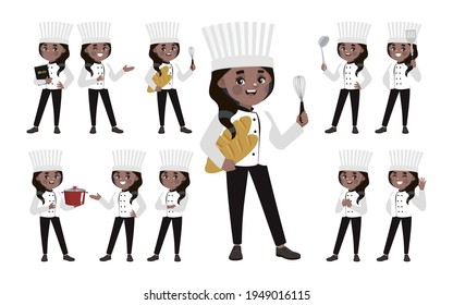 Set of chef with different poses