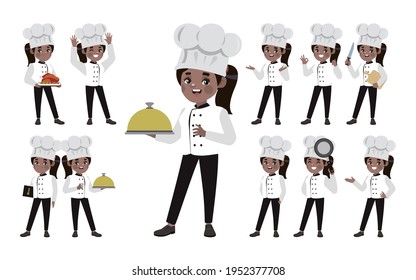 Set of chef with different poses