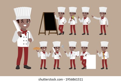 Set of chef with different poses