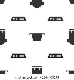 Set Chef hat , Cooking pot  and Electronic scales  on seamless pattern. Vector
