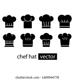 set of chef hat glyph icon vector