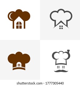Set of Chef Hat with Home Logo Design Template Vector, Icon Symbol, Creative Design Concepts
