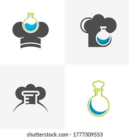 Set of Chef Hat with laboratory glass Logo Design Template Vector, Icon Symbol, Creative Design Concepts