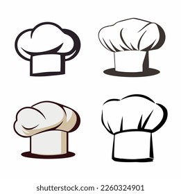 set chef hat on white background, flat vector