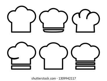 Set of chef hats, outline design. Vector illustration