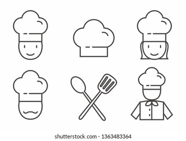 Set of chef icon with outline design. Chef vector illustration