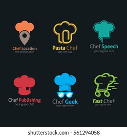 Set of chef logo design template. flat style