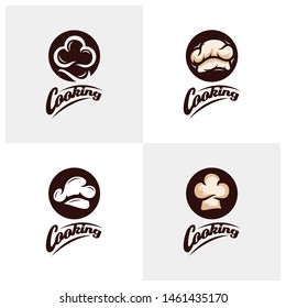Set of Chef logo Design Vector. Cooking logo template. Bakery logo template. Chef Hat Logo Template vector