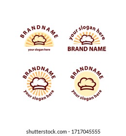 set of chef logo, chef label and emblem for restaurant. Design vector illustration.