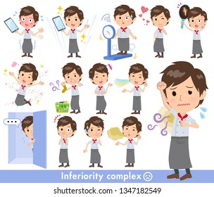 A set of Chef men on inferiority complex.There are actions suffering from smell and appearance.It's vector art so it's easy to edit.
