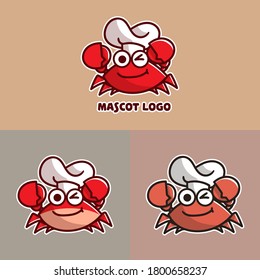 set of cheff crab mascot logo with optional apprearance. premium kawaii vector