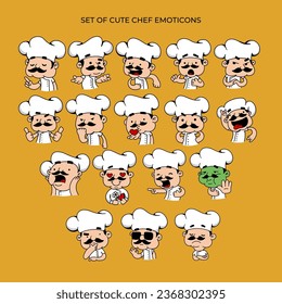 conjunto de emoticonos de cheff, logo de cheff lindo