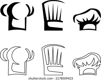 set of chef's hats of different shapes and sizes