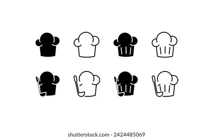 Set of chef's hats. Line, collection of chef's hats, chef's hat. Vector icons