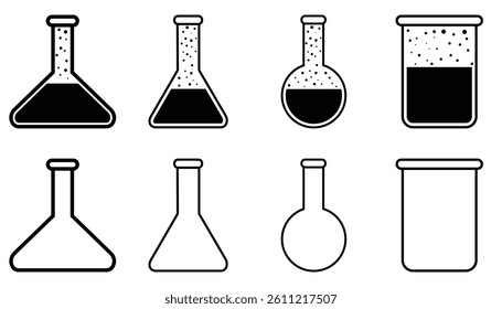 Set of  Chemical flask vector icon collection. Science icons. 