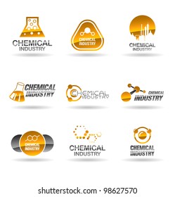 Set of chemical industry icons (Illustration of chemistry icons).