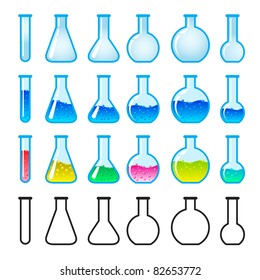 Set of Chemical Science Equipment. Illustration on white background