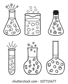 Set of chemical test tubes - hand drawn illustration