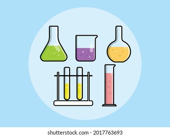 a set of chemist equipment illustrations that are mostly found in a biology or chemistry laboratory. 
