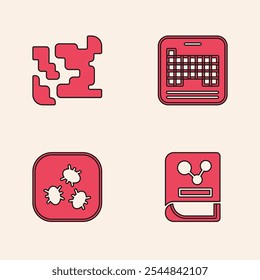 Set Chemistry book, Gaseous, Periodic table and Bacteria icon. Vector