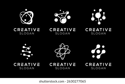 Set of Chemistry and DNA logo design templates. Modern isolated Chemistry and DNA symbols for researchers and scientists.