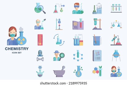 Set Of Chemistry And Experiment Vector Icons