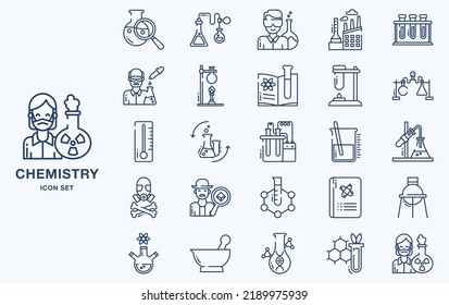 Set Of Chemistry And Experiment Vector Icons